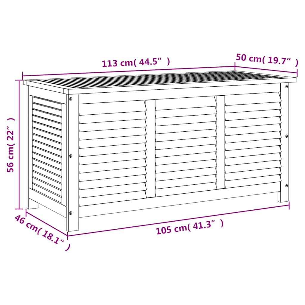 vidaXL Garden Storage Box with Louver 113x50x56 cm Solid Wood Acacia - Brown