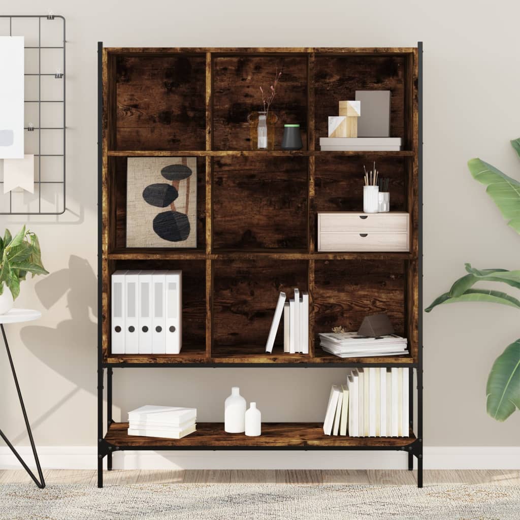 vidaXL Bookcase Smoked Oak 102x30x141.5 cm Engineered Wood - Brown