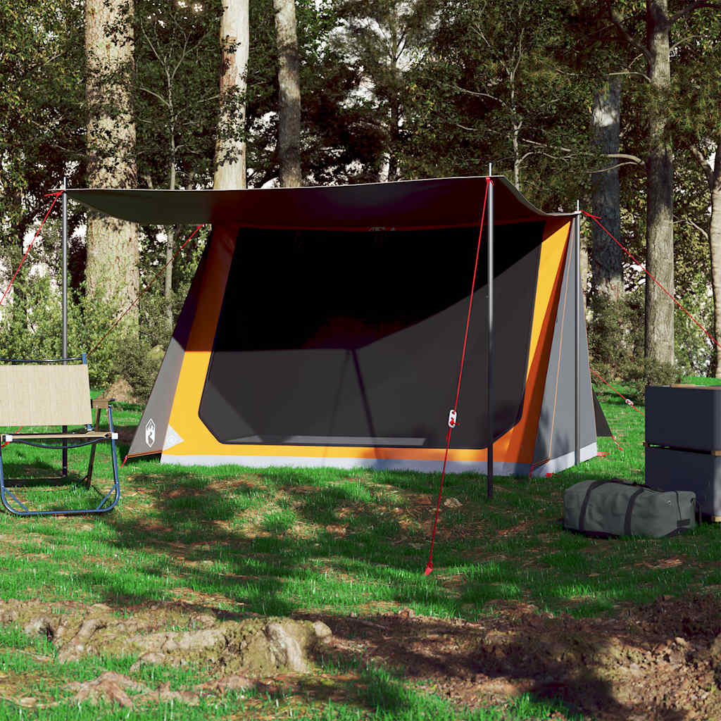 vidaXL Camping Tent 2-Person Grey and Orange Waterproof - 42897