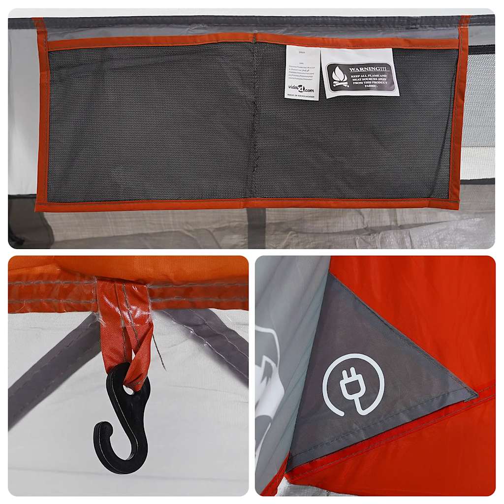 vidaXL Camping Tent 2-Person Grey and Orange Waterproof - 42897