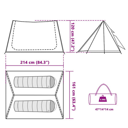 vidaXL Camping Tent 2-Person Grey and Orange Waterproof - 42897