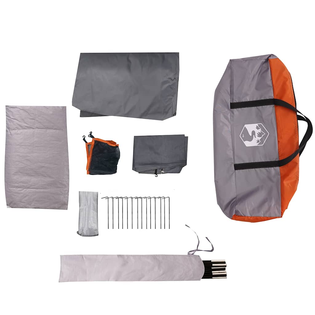vidaXL Family Tent Cabin 8-Person Grey and Orange Waterproof