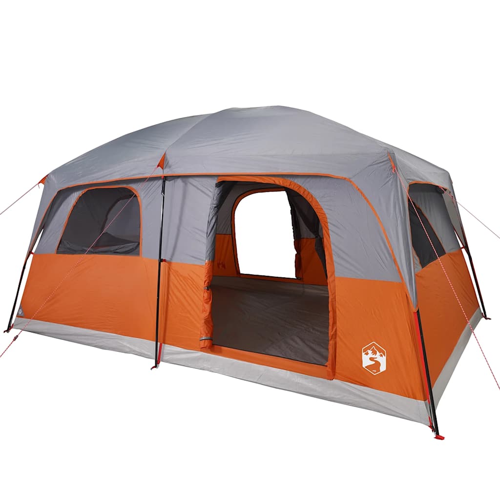 vidaXL Family Tent Cabin 8-Person Grey and Orange Waterproof