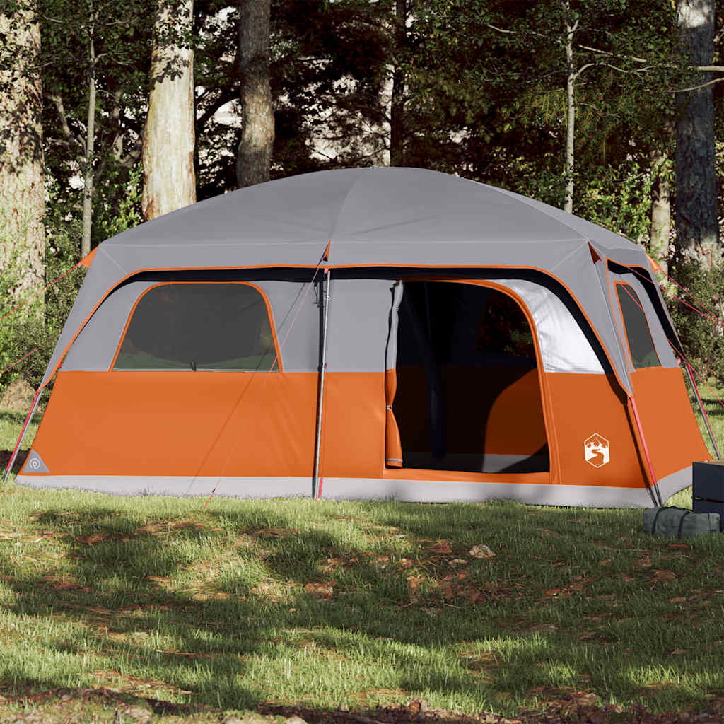 vidaXL Family Tent Cabin 8-Person Grey and Orange Waterproof