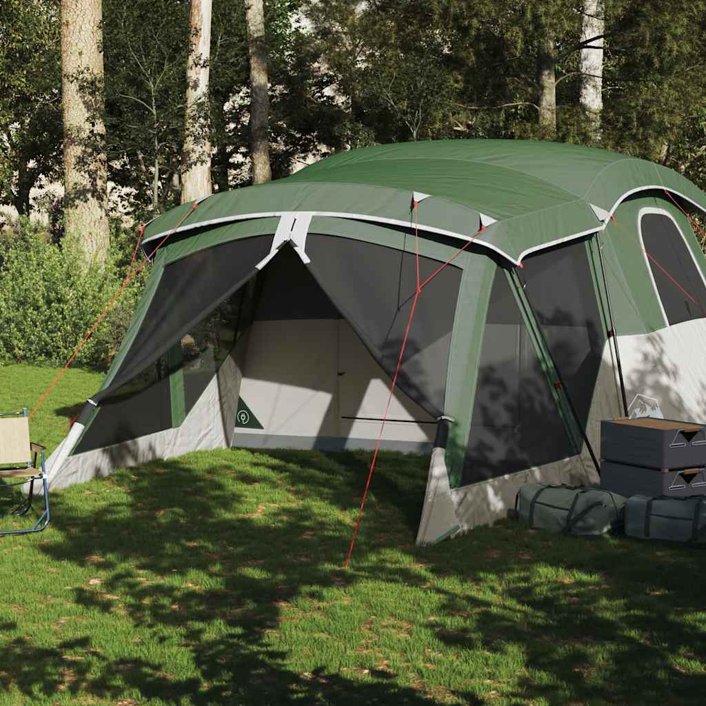 vidaXL Camping Tent with Porch 4-Person Green Waterproof - 42921