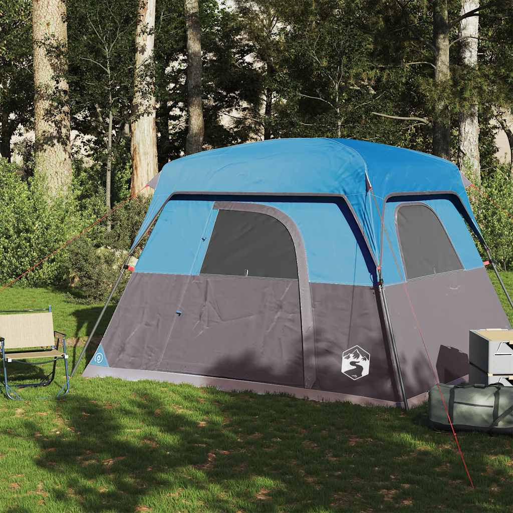 vidaXL Camping Tent Cabin 4-Person Blue Waterproof - 42943