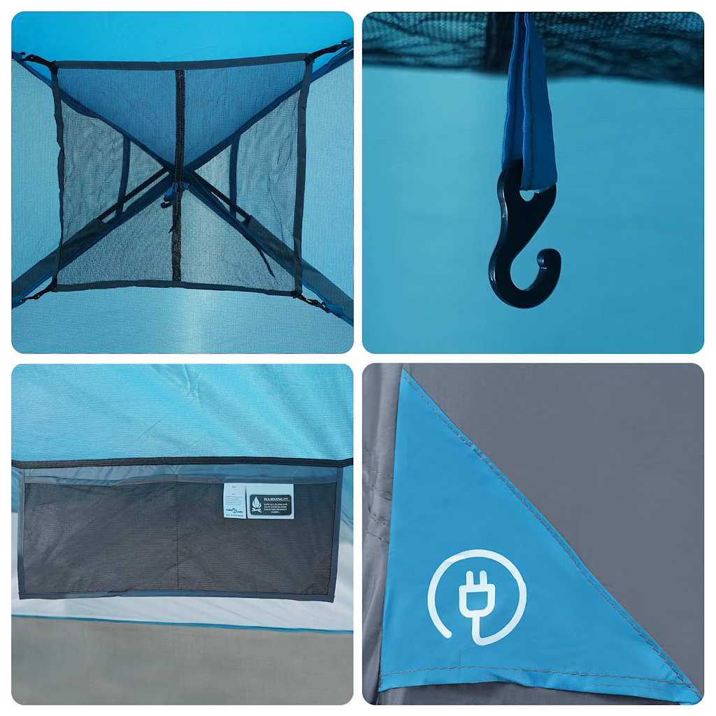 vidaXL Camping Tent Cabin 4-Person Blue Waterproof - 42943