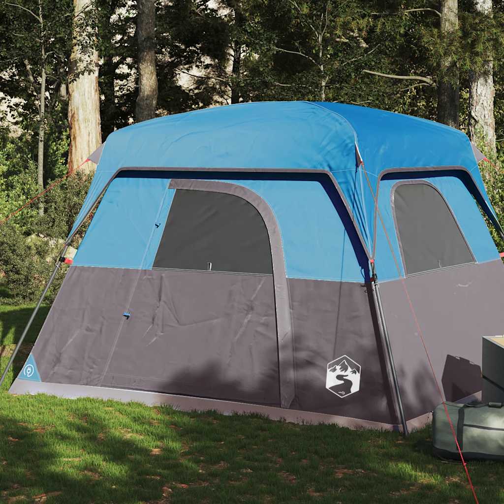 vidaXL Camping Tent Cabin 4-Person Blue Waterproof - 42943