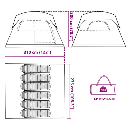 vidaXL Family Tent Cabin 6-Person Green Waterproof - 42957