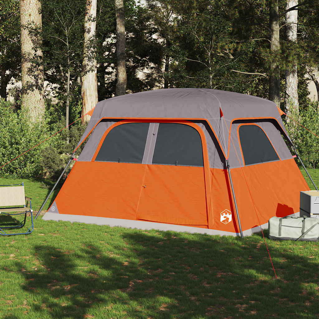 vidaXL Family Tent Cabin 6-Person Orange Waterproof