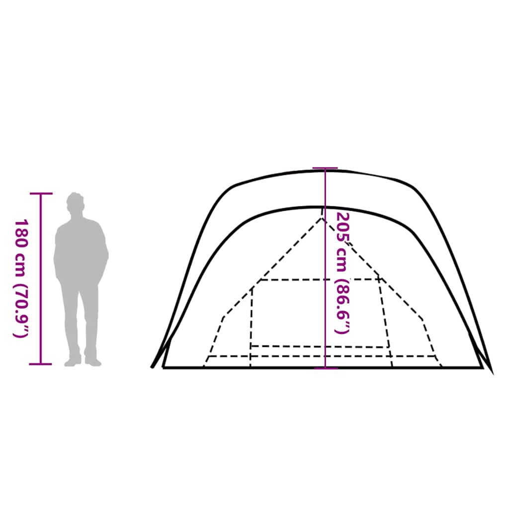 vidaXL Family Tent with Porch 6-Person Green Waterproof - 42980