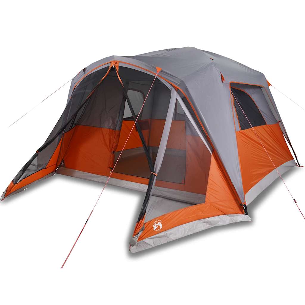 vidaXL Family Tent with Porch 6-Person Grey and Orange Waterproof - 42986