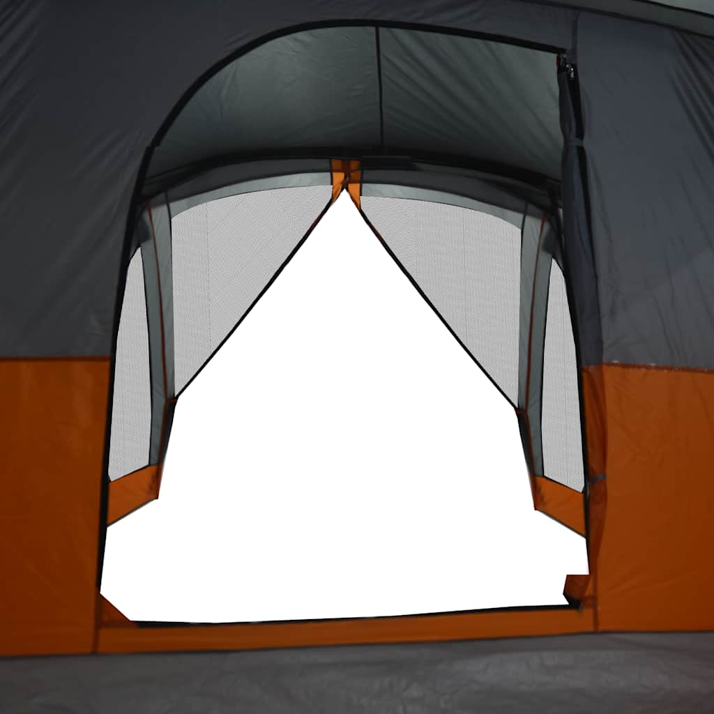 vidaXL Family Tent with Porch 6-Person Grey and Orange Waterproof - 42986