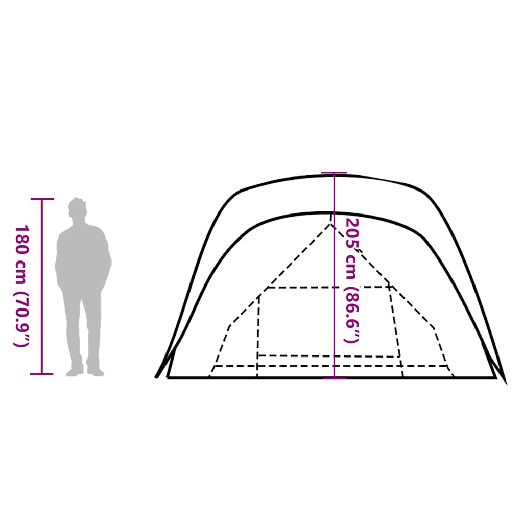 vidaXL Family Tent with Porch 6-Person Grey and Orange Waterproof - 42986