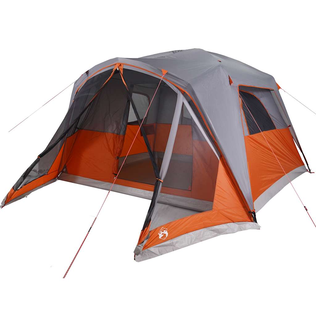 vidaXL Family Tent with Porch 6-Person Grey and Orange Waterproof - 42986