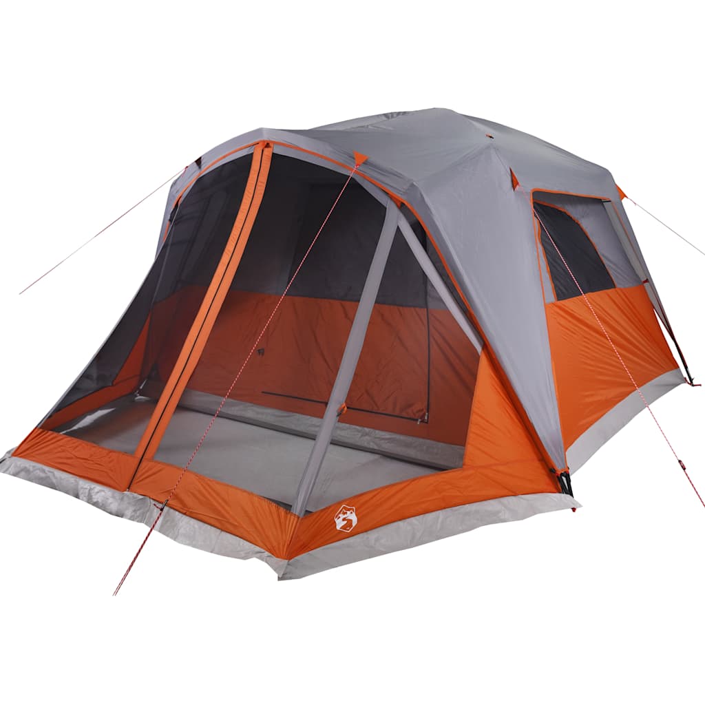 vidaXL Family Tent with Porch 6-Person Grey and Orange Waterproof - 42986