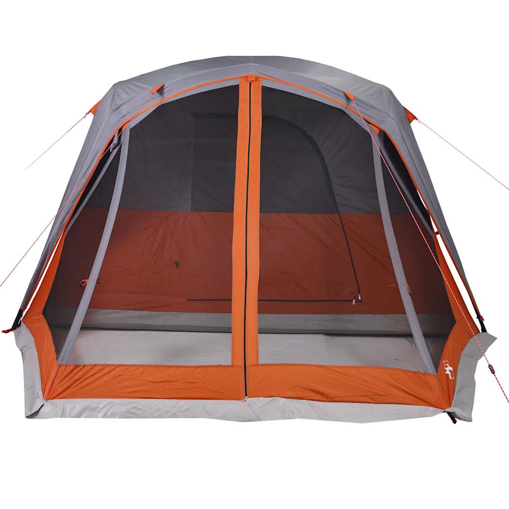vidaXL Family Tent with Porch 6-Person Grey and Orange Waterproof - 42986