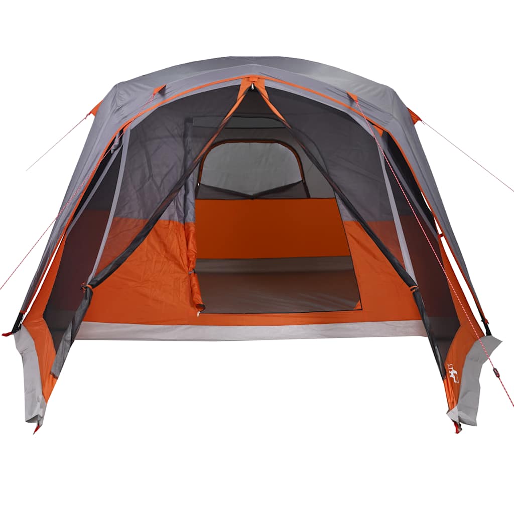 vidaXL Family Tent with Porch 6-Person Grey and Orange Waterproof - 42986