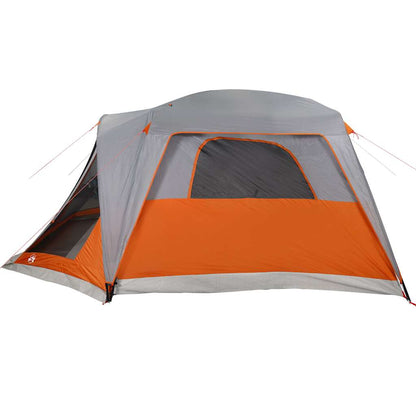 vidaXL Family Tent with Porch 6-Person Grey and Orange Waterproof - 42986