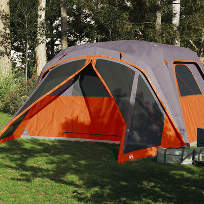 vidaXL Family Tent with Porch 6-Person Grey and Orange Waterproof - 42986