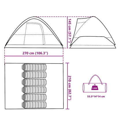 vidaXL Family Tent Dome 6-Person Blue Waterproof - 270 x 210 x 145 cm