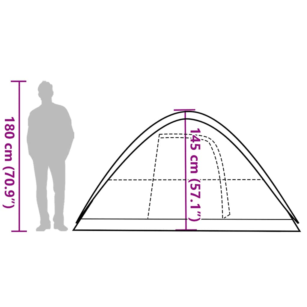 vidaXL Family Tent Dome 6-Person White Blackout Fabric Waterproof - 270 x 210 x 145 cm