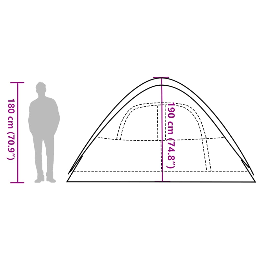 vidaXL Family Tent Dome 6-Person Green Waterproof - 334 x 273 x 190 cm