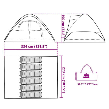 vidaXL Family Tent Dome 6-Person White Blackout Fabric Waterproof - 334 x 273 x 190 cm