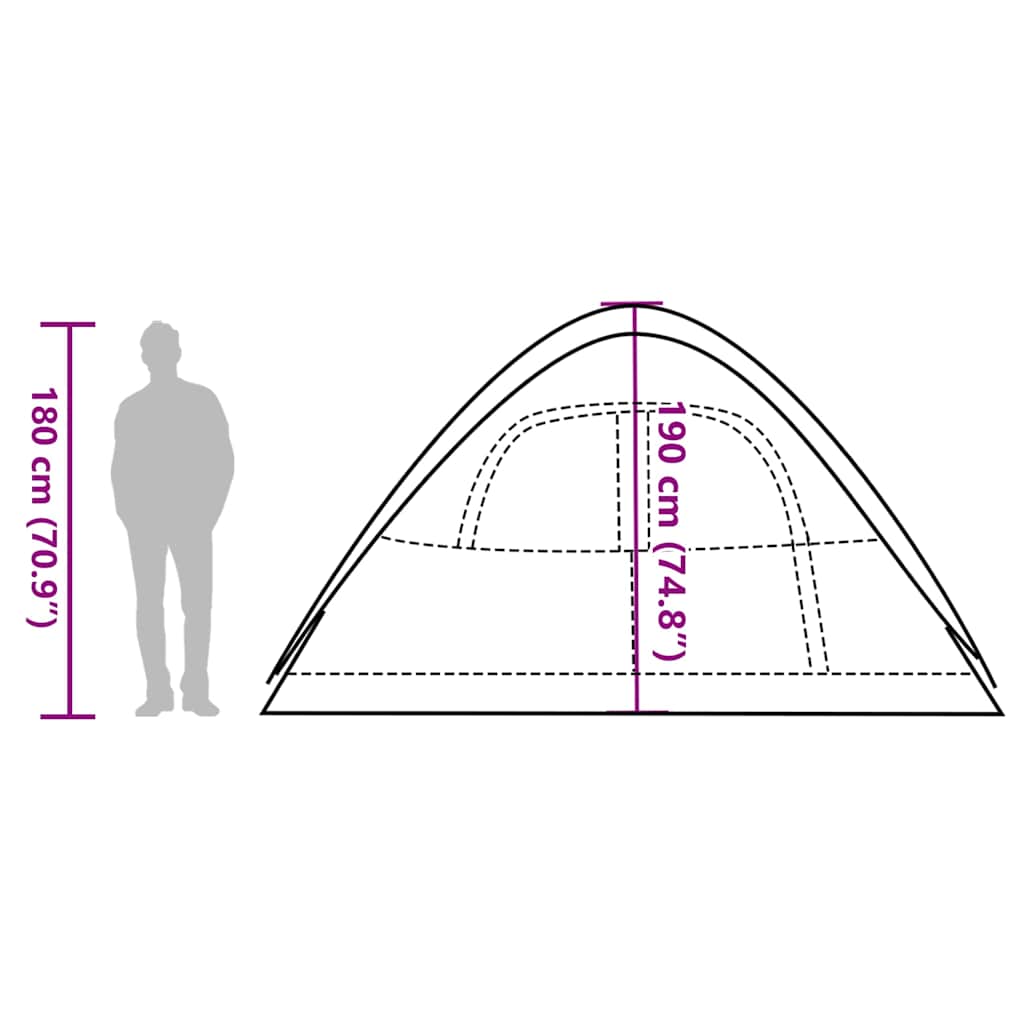 vidaXL Family Tent Dome 6-Person White Blackout Fabric Waterproof - 334 x 273 x 190 cm