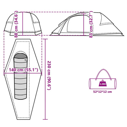 vidaXL Camping Tent Dome 1-Person Orange Waterproof
