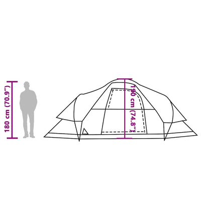 vidaXL Family Tent Dome 9-Person Green Waterproof