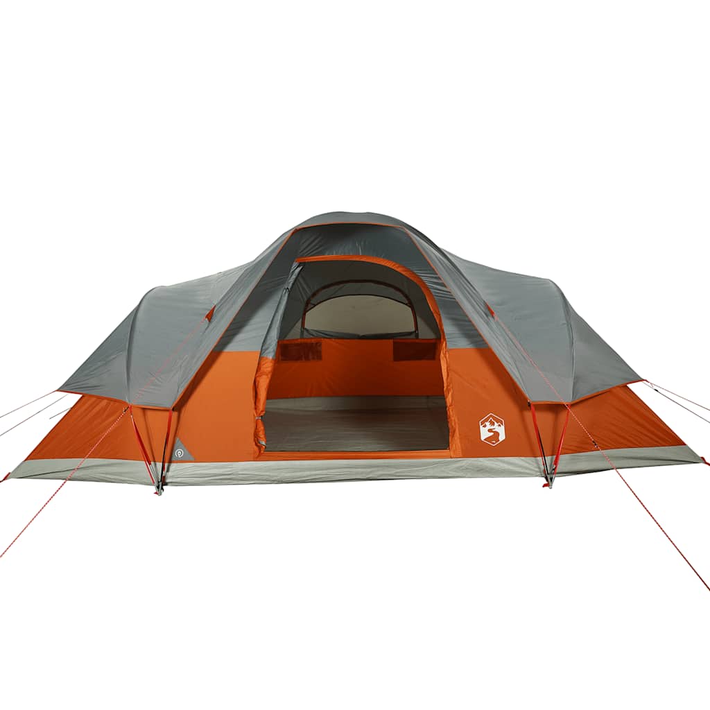 vidaXL Family Tent Dome 9-Person Orange Waterproof - Grey