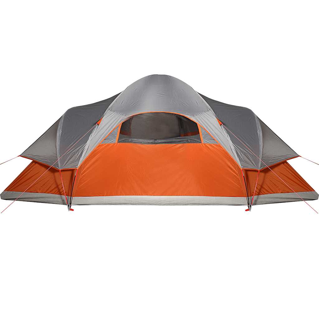 vidaXL Family Tent Dome 9-Person Orange Waterproof - Grey