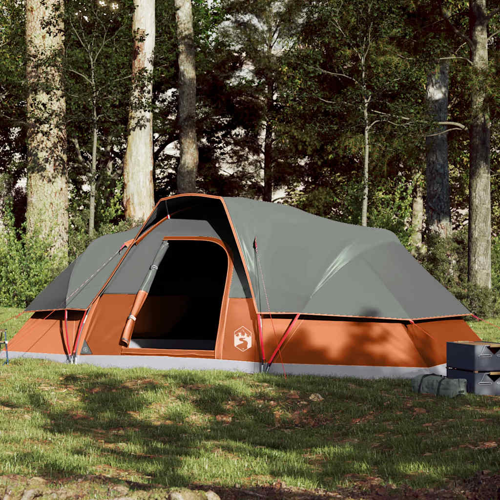 vidaXL Family Tent Dome 9-Person Orange Waterproof - Grey