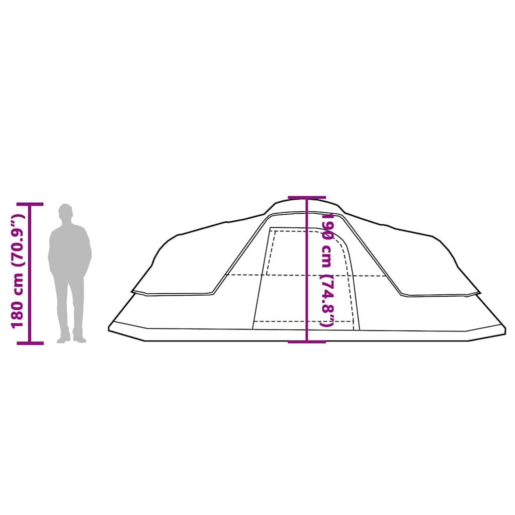 vidaXL Family Tent Dome 11-Person Grey and Orange Waterproof