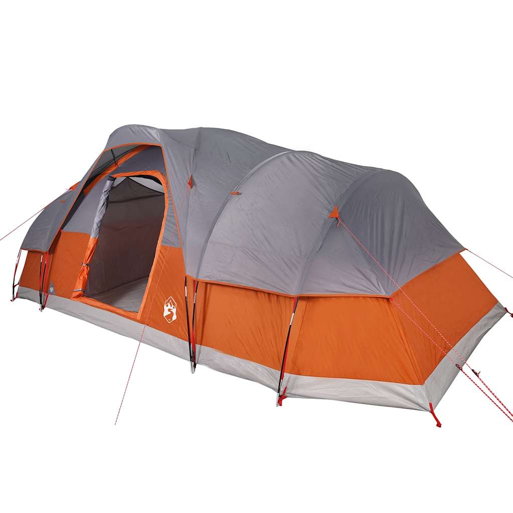 vidaXL Family Tent Dome 11-Person Grey and Orange Waterproof