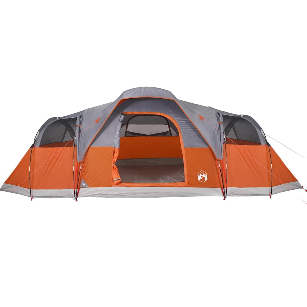 vidaXL Family Tent Dome 11-Person Grey and Orange Waterproof