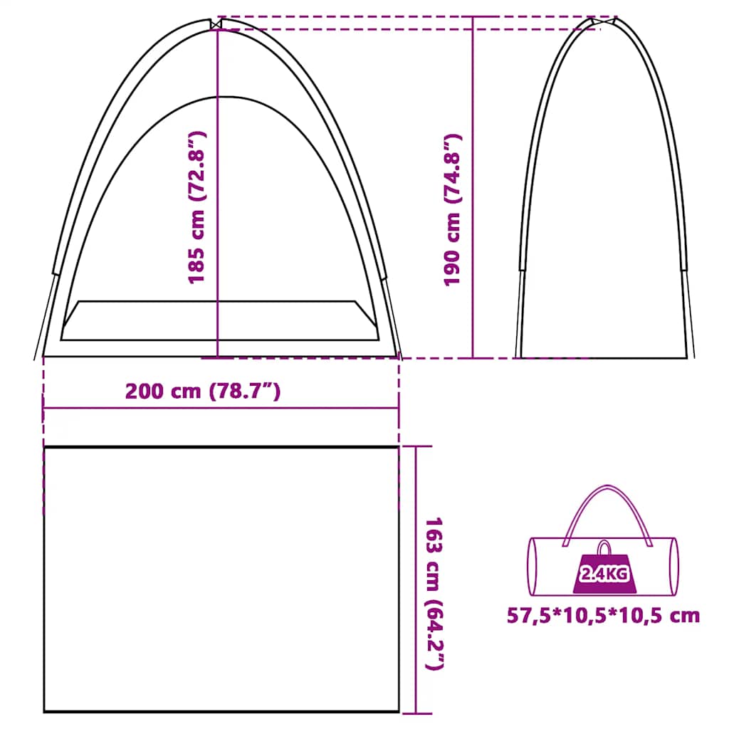 vidaXL Storage Tent Green Waterproof - 200 x 163 x 190 cm