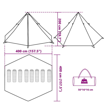 vidaXL Family Tent Tipi 8-Person Green Waterproof - 43146