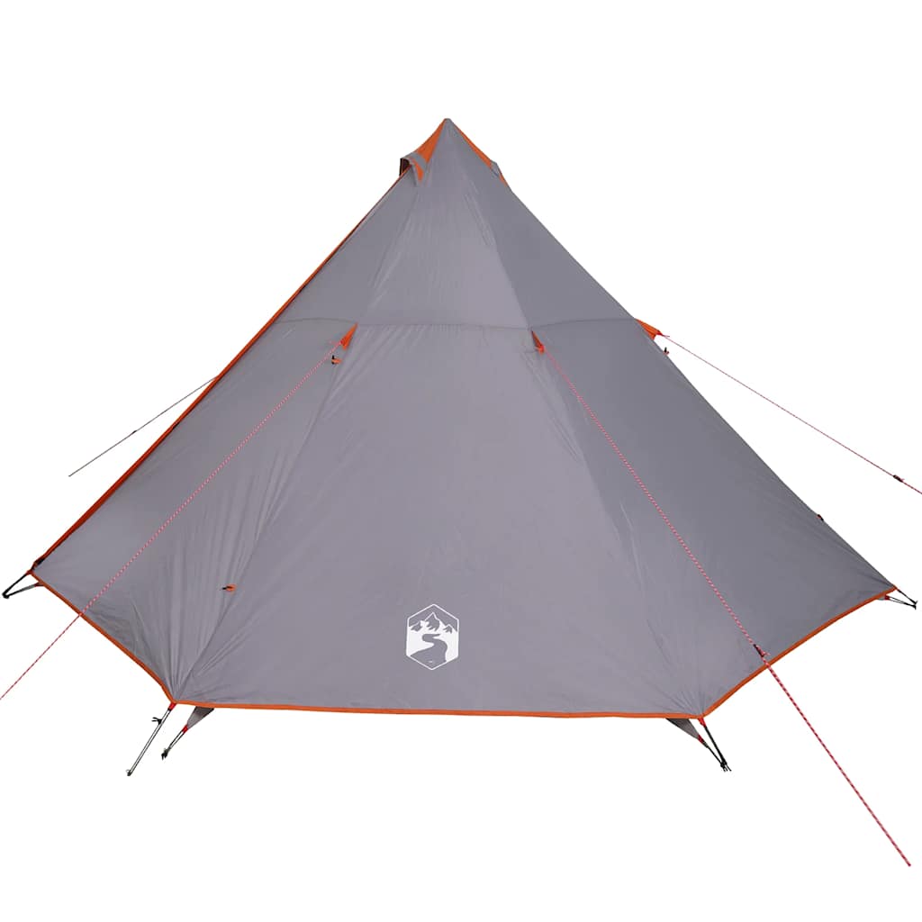 vidaXL Family Tent Tipi 8-Person Grey and Orange Waterproof - 43148