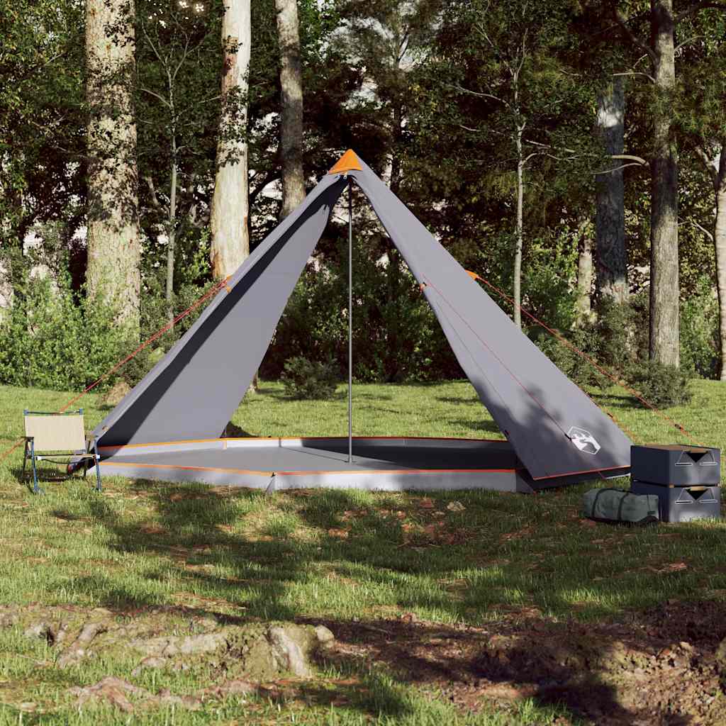 vidaXL Family Tent Tipi 8-Person Grey and Orange Waterproof - 43148