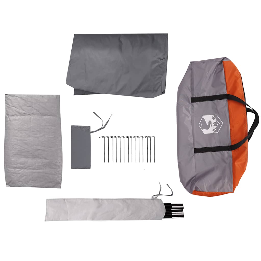 vidaXL Family Tent Tipi 8-Person Grey and Orange Waterproof - 43148