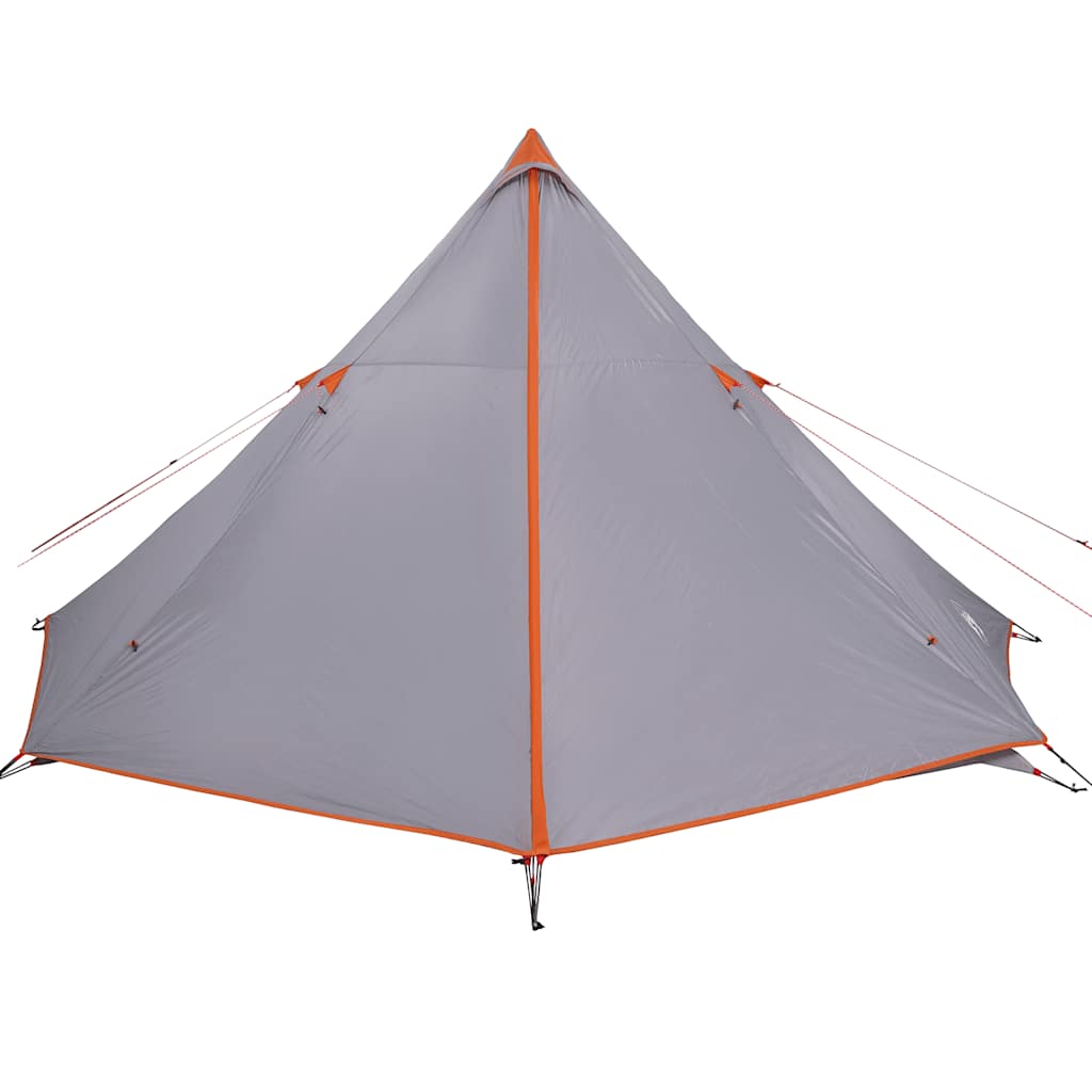 vidaXL Family Tent Tipi 8-Person Grey and Orange Waterproof - 43148