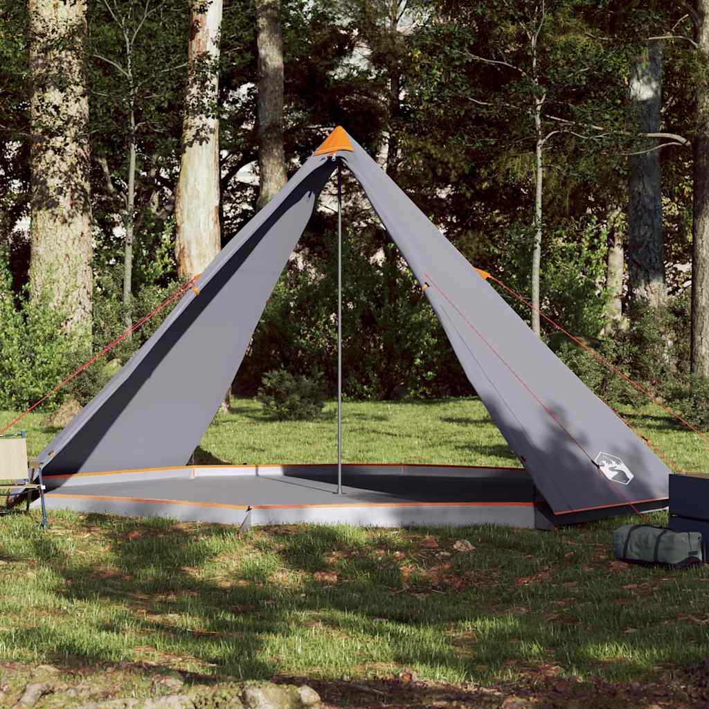 vidaXL Family Tent Tipi 8-Person Grey and Orange Waterproof - 43148