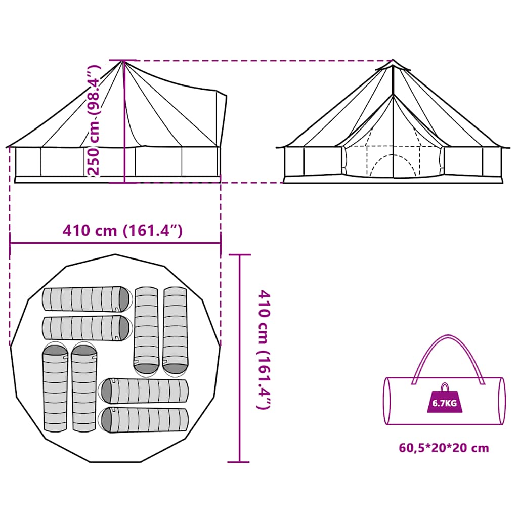 vidaXL Family Tent Tipi 8-Person Green Waterproof - 43179