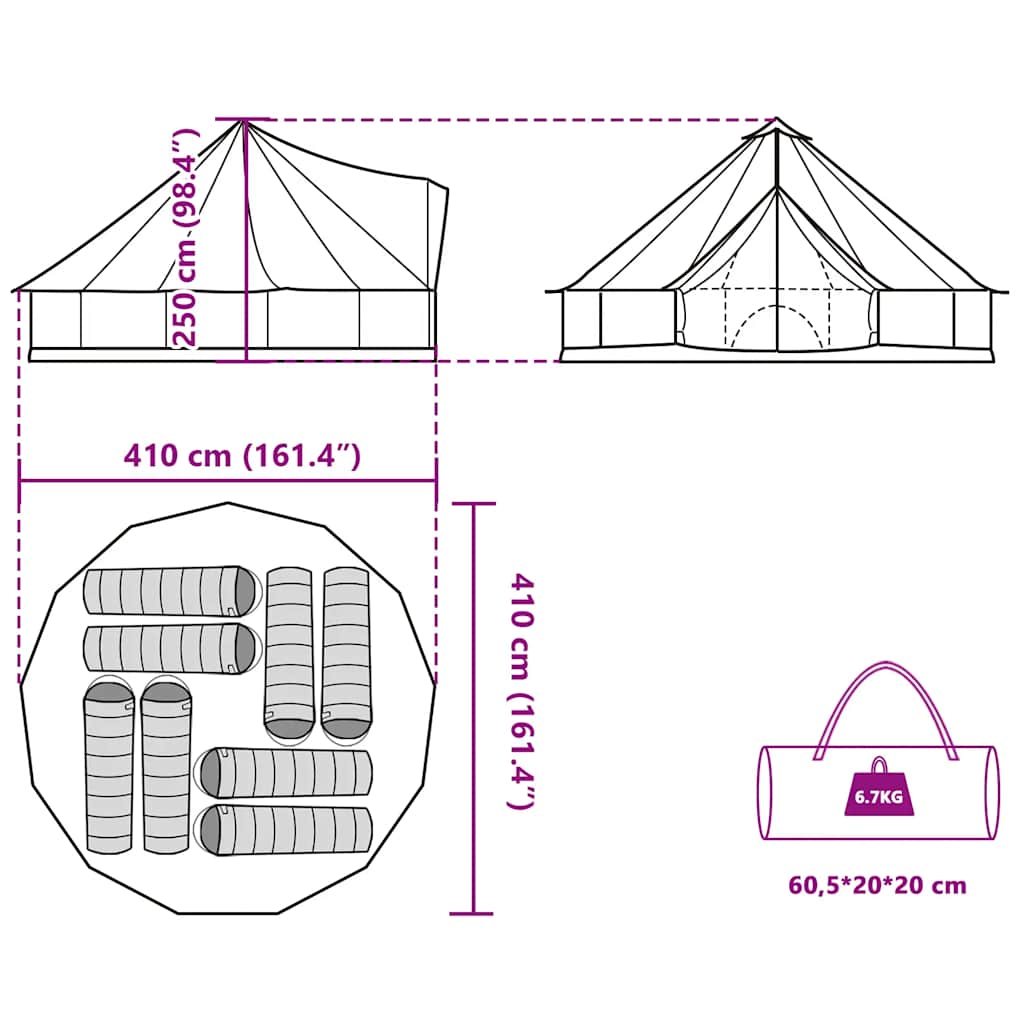 vidaXL Family Tent Tipi 8-Person Blue Waterproof - 43184