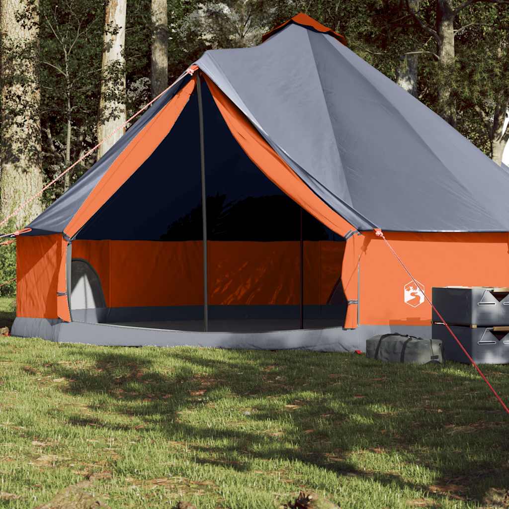 vidaXL Family Tent Tipi 8-Person Grey and Orange Waterproof - 43191