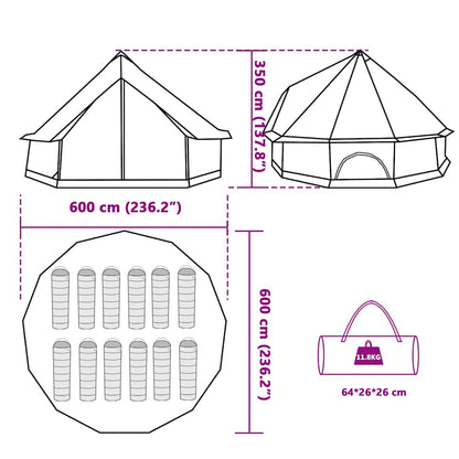 vidaXL Family Tent Tipi 12-Person Green Waterproof