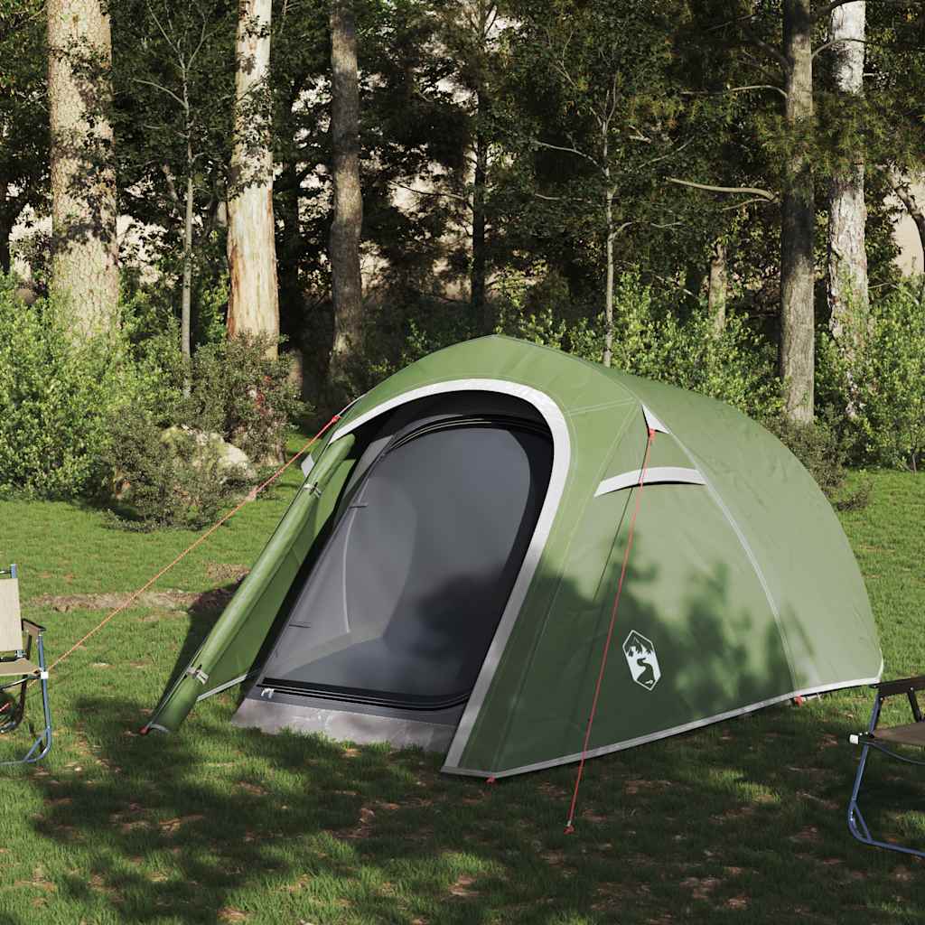 vidaXL Camping Tent Tunnel 3-Person Green Waterproof - 43227