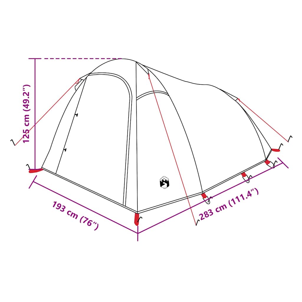 vidaXL Camping Tent Tunnel 3-Person Green Waterproof - 43227